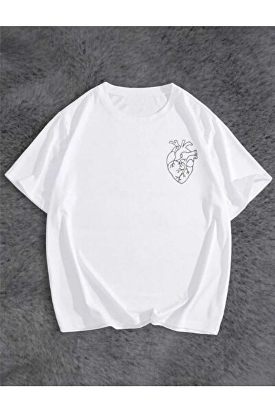 PERISENSE Tricou oversize unisex cu model de inimă - 4 imprimate