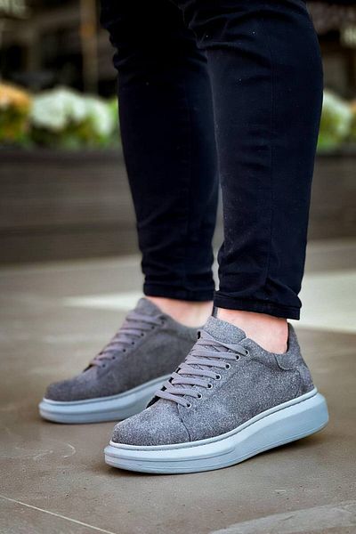 BZ Moda Ανδρικά αθλητικά παπούτσια B-X500 GT Grey Suede - Ορθοπεδική σόλα και κορδόνια