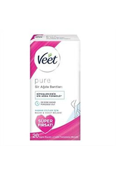 ( KİL MASKESİ HEDİYE ) Veet Pure Ağda Bandı Süper Fırsat 20 Adet ( 1 ADET )