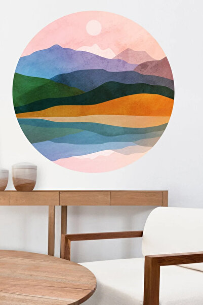 Kt Grup Boho Yuvarlak Manzara Pastel Renk Modern Duvar Sticker