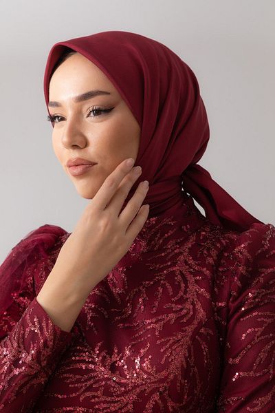 Silk Home Eșarfă din twill simplu din Sută Burgundy 11343-44