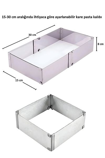 Selenica Set of 8 Adjustable Square Round Cake Mold, Pastry Wire, Dough Cutter, Baking Mat