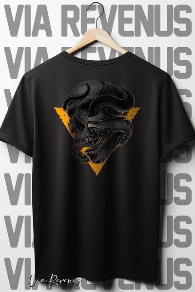 Vordevia Skull Back Štampano Oversize kroj Wide Fit okrugla kragna Crna majica