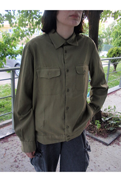 kho military design Haki Renk Amerikan Askeri Gömlek Unisex (S-M) Mevsimlik