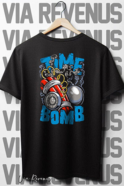 Vordevia Crna Oversize kroj Vremenska bomba T-shirt - okrugla kragna, Natrag ...