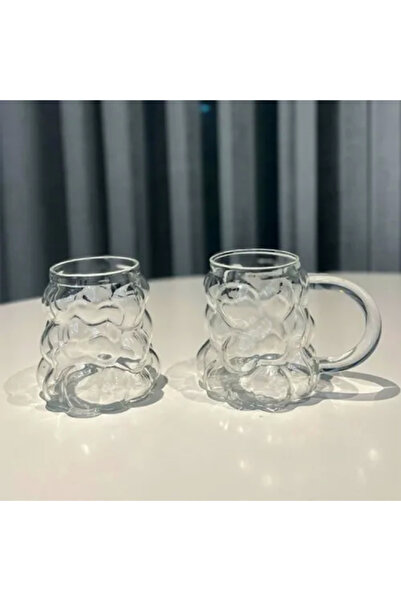 OMS TİCARET كوب فقاعات بمقبض من البورسليكات