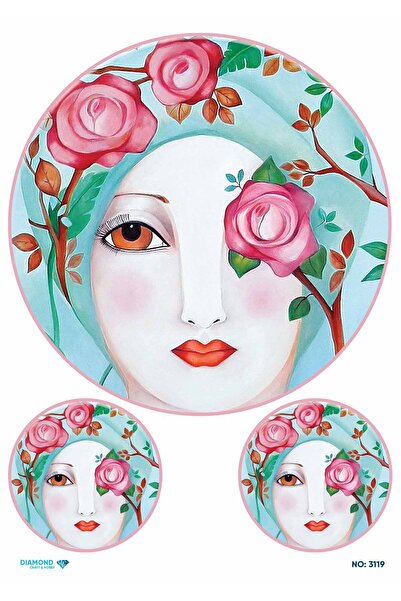 Atölye 7-77 Diamond Craft N: 3119 Women's Flower Branches 30*42 cm Decopage