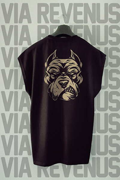 Vordevia Pitbull Oversize kroj Black Sport T-shirt - Leđa Štampano , okrugla ...