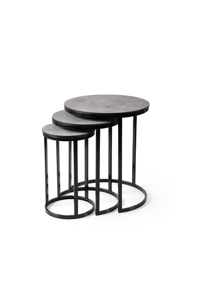 MUTLU ALIŞVERİŞ MERKEZİ Sedef Metal Yuvarlak 3 Lü Zigon Sehpa Servis Sehpası