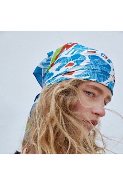 karışık kaset Elephant Patterned Blue and White Scarf