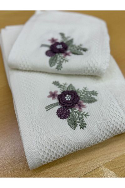 TUTUYA TEXTIL Βαμβακερή πετσέτα με 3D κεντημένο κορίτσι