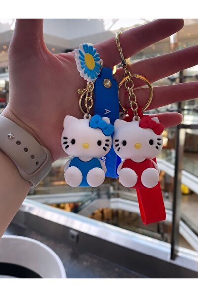 Hello Kitty 1 ADET büyük boy anahtarlık, kırmızı ve mavi renk seçeneği ile