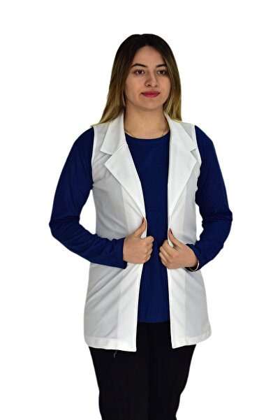 BAGLAN Жіночий жилет з крепу - кремовий колір, модель RY-16720