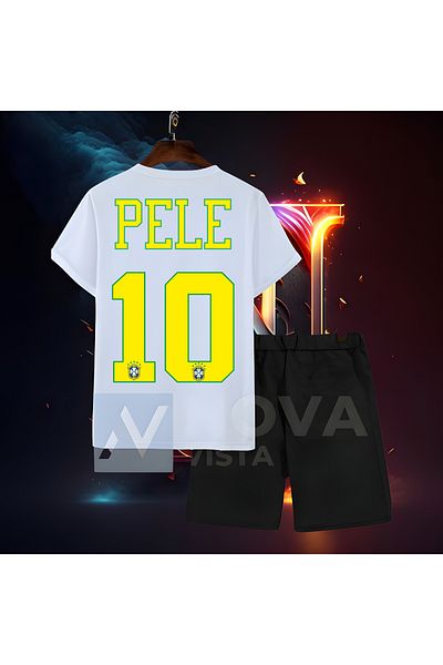 Biy Store Unisex Pele Brazilian National Team - Black T-Shirt and Shorts Set