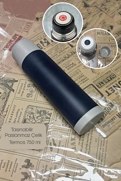 Tilbe Home Stainless Double Layer Steel Thermos - Portable, with Cup Lid, 750 ml Hot and Cold Travel Thermos