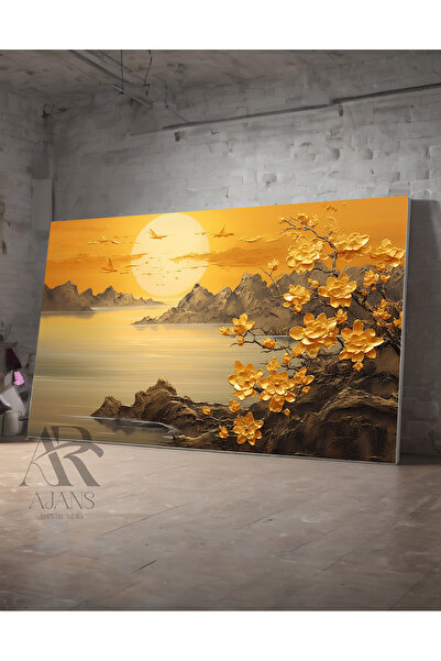 AR AJANS KANVAS TABLO Sun and Golden Flower Living Living Coridor Birou Pictu...