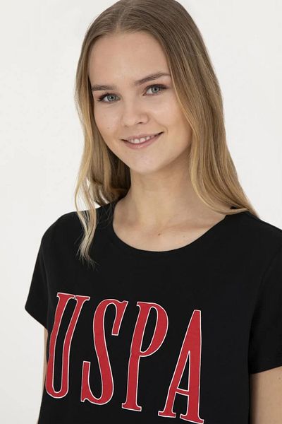 U.S. Polo Assn. Tricou negru de damă - Gât crew