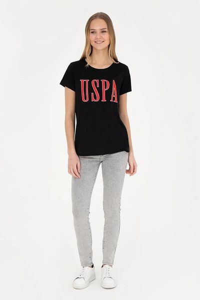 U.S. Polo Assn. Tricou negru de damă - Gât crew