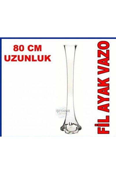 abnturk 80cm Fil Ayaklı Cam Vazo Şeffaf Görünümlü