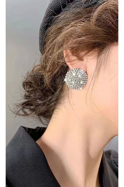 monalisatoka Kadın Zirkon Taşlı Yuvarlak Gümüş Küpe