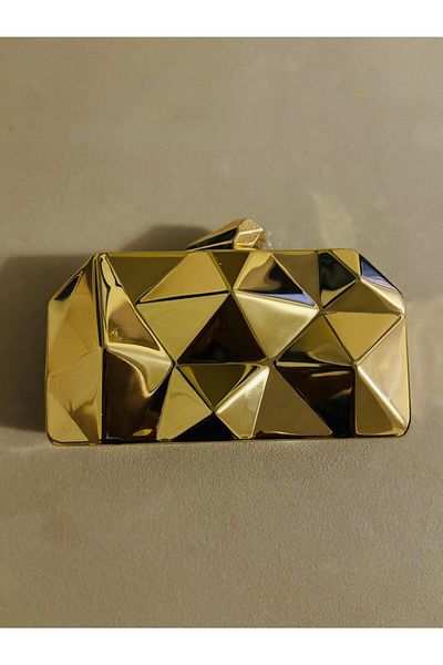 By EDUU Gold Metal Clutch - Portfolio και βραδινή τσάντα