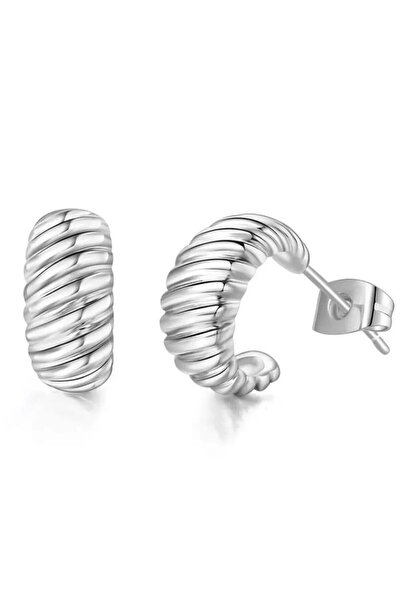 monalisatoka Kadın Gümüş Burgulu Hasır Halka Küpe