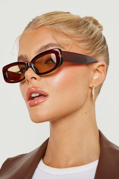 LOOKUP NEW Unisex Brown Sunglasses - Uv400 Protected, Square Rectangle Design, New Season
