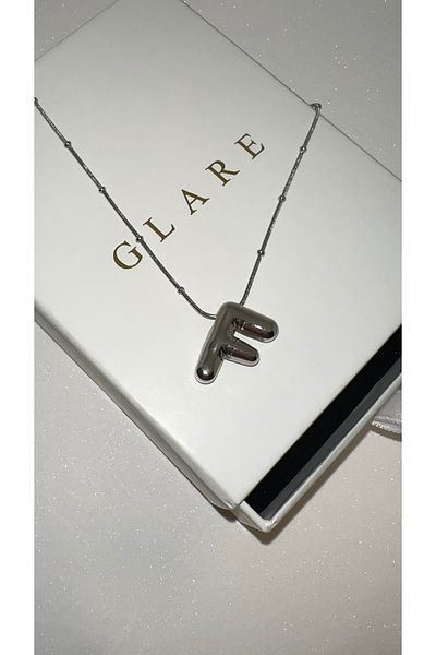 GLARE JEWELRY قلادة فضية من الفولاذ المقاوم للصدأ مقاس 40+5 سم - حرف نموذج بالون