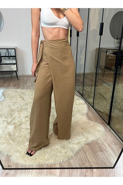 NET OF NOT Keira Brown Extra High Waist 100% Raw Linen Cover Trousers