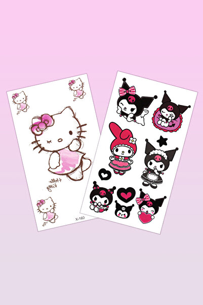 BearPear Hello Kitty ve Arkadaşları Geçici Dövme 2 Adet Tattoo Set