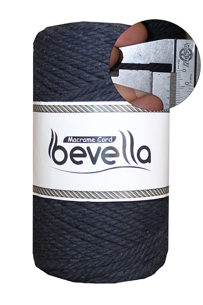 Bevella Macrame Cord Πριμιά Υποβρύχιο 3 Σπείρωμα Περιστρεφόμενο Βαμβακερό Μακράμε - 3 χλστ 250 γρ