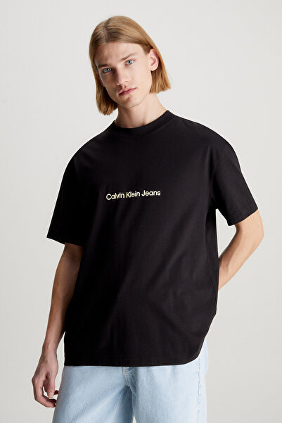 Calvin Klein Back Printed Crew Neck Relaxed Fit Cotton Jersey T Shirt J30J325492BEH Men's T SHI