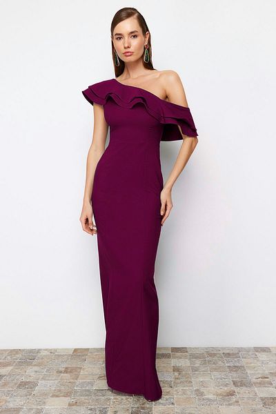 Trendyol Collection Plum Woven Stylové večerní šaty a šaty pro návrat domů Tprss24Ae00066