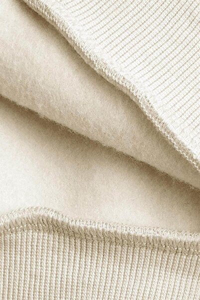 Millionaire Erkek Kırık Beyaz Krem Ekru Spectacular Baskılı 0 Sıfır Yaka Oversize Salaş Bol Kesim Polar Sweatshi