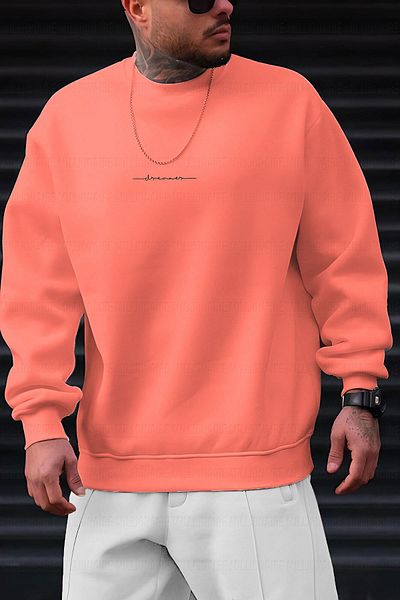 Millionaire Men's Dreamer Printed Oversize Fleece Sweatshirt - 0 Crew Neck, Loose Loose Fit