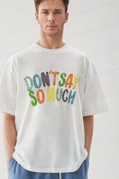 Teenage Millionaire Λευκό Oversize Salas Boyfriend T-Shirt - Ανδρικό Dont Say Fluffy Print