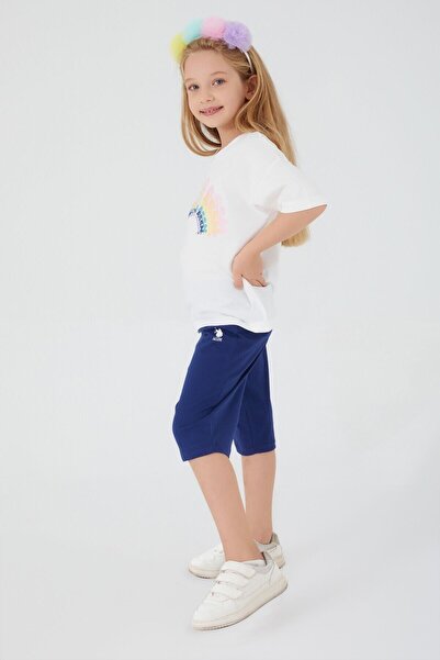 U.S. Polo Assn. Set Capri pentru fete Inclinated Writings Cream