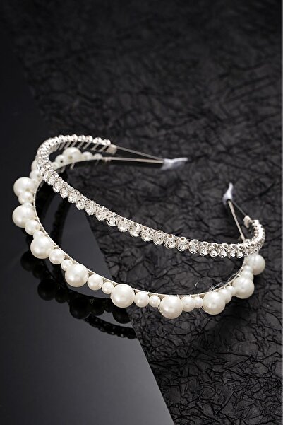 modernist تاج الزفاف ذو الصف المزدوج من حجر الزركون للمناسبات الخاصة