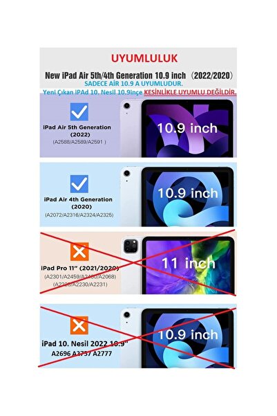 UnDePlus Apple Ipad Air 5 10.9 Compatible Case 360 Rotatable Stand Case A2588-89-91 (NOT 10th GENERATION)