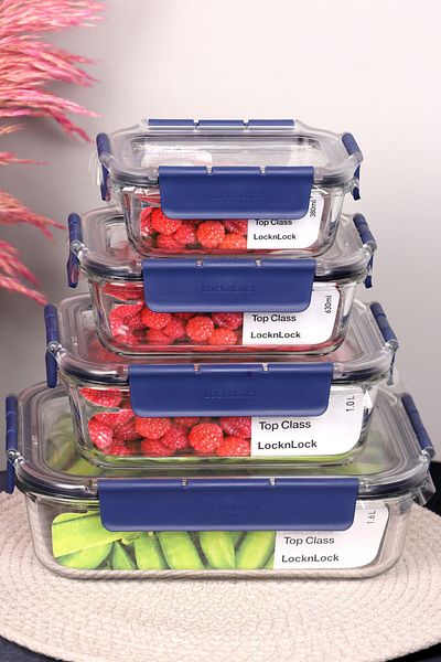 Viyalente Lock & Lock Ultra Durable Glass Storage Set - 300ml, 630ml, 1lt, 1.6lt| 400°C Safe as Heat
