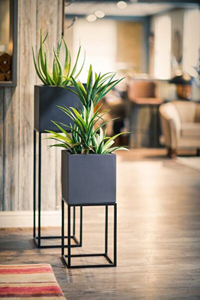 3art Metal Saksı - 2'li Set Ayaklı Saksılık - Dekoratif Metal Saksılık