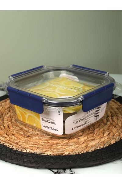 Viyalente 2 Pieces Lock & Lock Airtight Glass Storage Container 1.4 LT| 400°C Safe as Heat