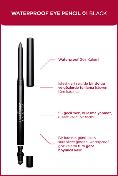 Clarins Waterproof Noir Black Eye Pencil 01 Göz Kalemi