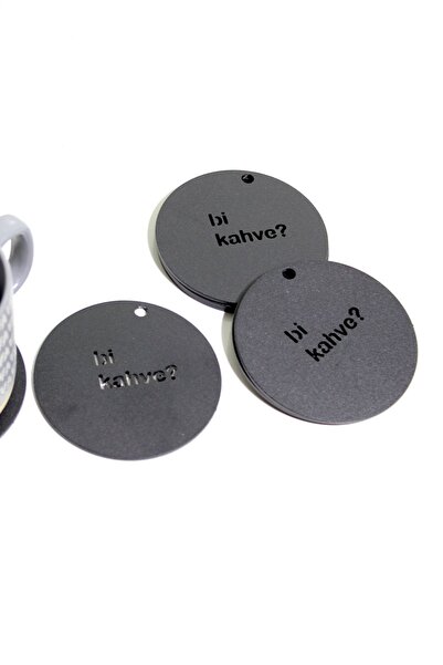 HouseART قهوة؟ قواعد أكواب معدنية مكتوب عليها - طقم من 3 قواعد أكواب معدنية -...