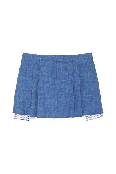Quzu Fustă mini plisată din stofă Indigo