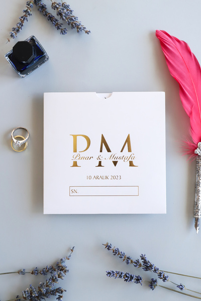 Pixel Davetiye KREM- 50-adet- Düğün Davetiye - Düğün - Nişan - Kına - Sünnet - Nikah Davetiyesi - 8688