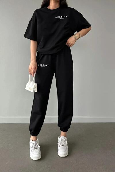 LAND MODA طقم بدلة رياضية بطبعة Destiny - طقم سفلي وعلوي