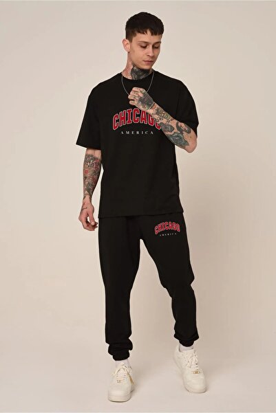 LAND MODA Σετ μπλουζάκι και παντελόνι με στάμπα CHICAGO