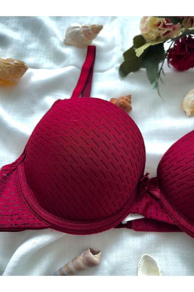 MODELLİFE Sutien dublu cu susținere dublă Burgundy Ultra Push Up Sutien cu căptușeală dublă ultra moale