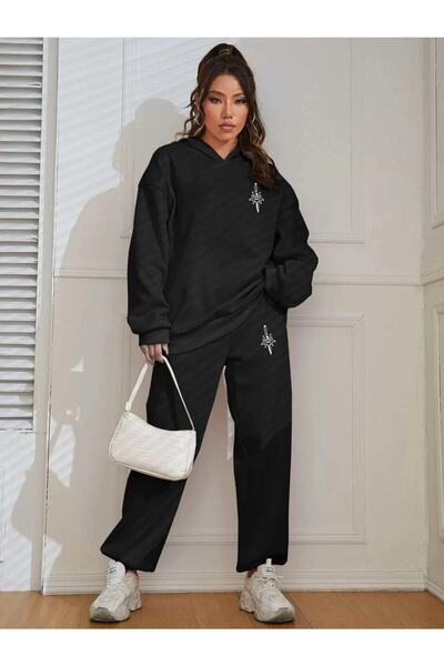 LAND MODA Set de hanoraci și pantaloni de trening pentru femei cu imprimeu Sw...